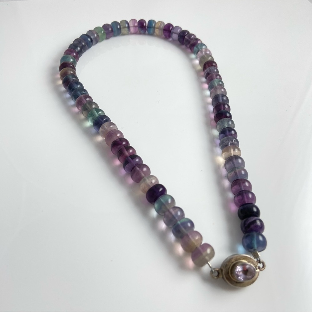 Multicolor Fluorite Gemstone Beaded Necklace - image 2